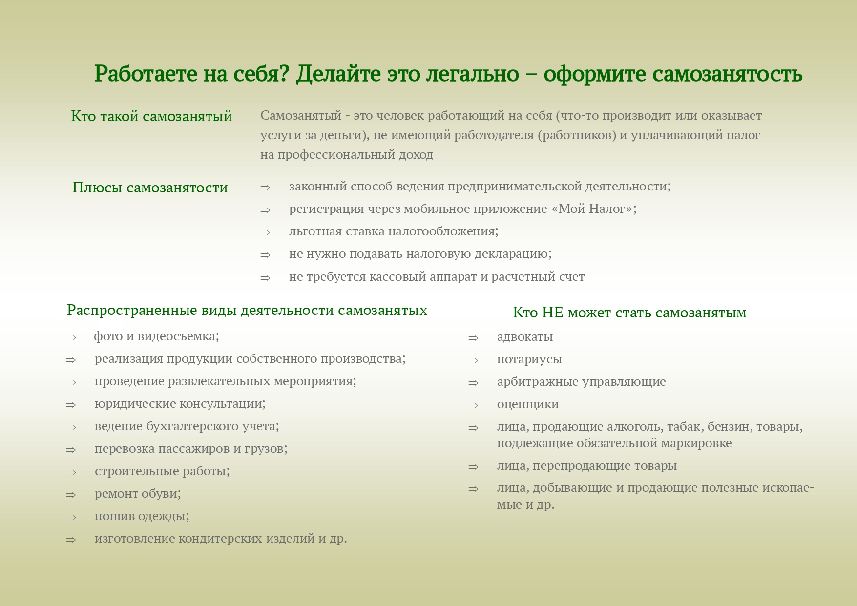 Работаете на себя? Делайте это легально- оформите самозанятость.